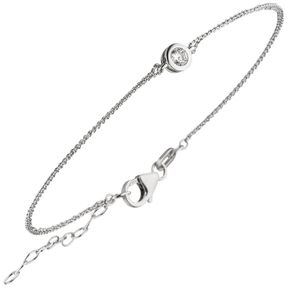 Solitär Armband Ankerkette 2-reihig mit Zirkonia Anhänger 925 Silber 16-19cm