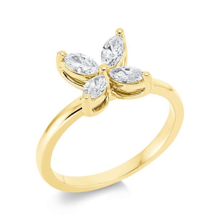 Ring aus 750 Gelbgold 4 Diamanten 0.56ct