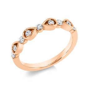 Ring aus 750 Rotgold 4 Brillanten 0,1ct TW-SI 5 Brillanten 0,19ct TW-SI B:3,4mm