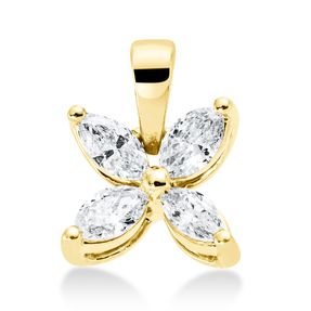 Anhänger Schmetterling aus 750 Gelbgold 4 Diamanten Navette-Schliff 0,24ct TW-SI