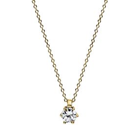 Solitaire Collier aus 585 Gold Gelbgold Brillant 0,15ct TW-SI L:42cm 6er-Krappe