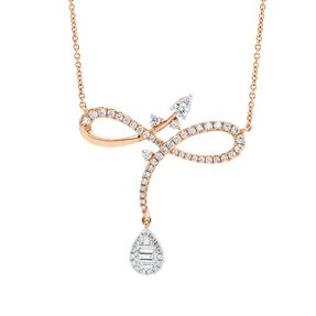 Collier aus 750 Gold Rotgold 65 Diamanten 0,67ct TW-SI L:45,7cm