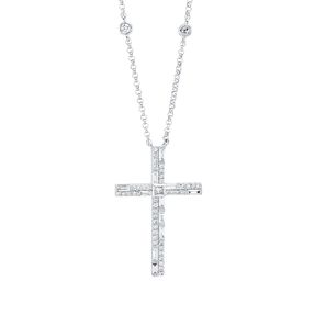 Collier Kreuz aus 750 Gold Weißgold 56 Diamanten 0,42ct TW-SI L:45,7cm