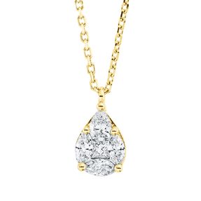 Collier Tropfen aus 750 Gold Gelbgold 5 Diamanten 0,43ct F-VSI/SI L:45,7cm