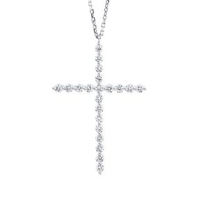 Collier Kreuz aus 750 Gold Weißgold 21 Brillanten 0,83ct TW-SI L:45,7cm