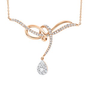 Collier Tropfen 750 Rotgold 51 Brillanten 0,64ct TW-SI L:45,7cm Fassung rhodiniert