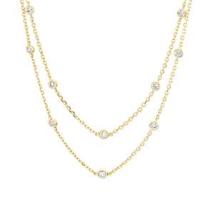 Collier 2-reihig aus 750 Gold Gelbgold 16 Diamanten 0,71ct TW-SI L:40,6cm