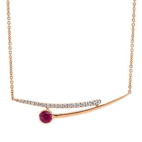 Collier aus 750 Rotgold Rubin 0,32ct rot 20 Diamanten 0,19ct TW-SI L:46cm