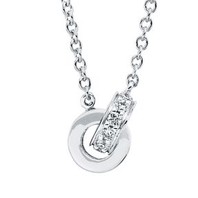 Collier 2 verbundene Ringe aus 750 Weißgold 11 Brillanten 0,05ct TW-SI L:43cm