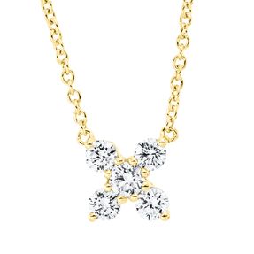 Collier aus 750 Gold Gelbgold 5 Brillanten 0,21ct TW-SI L:42cm