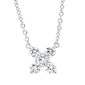 Collier aus 750 Gold Weißgold 5 Brillanten 0,21ct TW-SI L:42cm