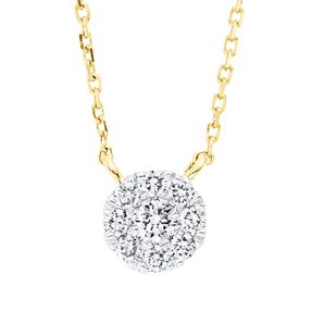 Collier aus 750 Gelbgold 8 Brillanten 0,1ct TW-SI 1 Brillant 0,05ct TW-SI L:45cm