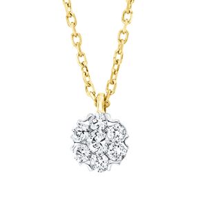 Collier aus 750 Gelbgold 6 Brillanten 0,08ct TW-SI 1 Brillant 0,03ct TW-SI L:45cm