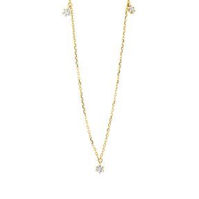 Collier aus 750 Gold Gelbgold 3 Brillanten 0,1ct TW-SI L:45cm