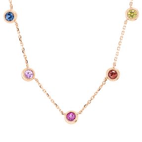 Collier aus 750 Gold Rotgold 7 Rubine 1,35ct rot L:45,7cm