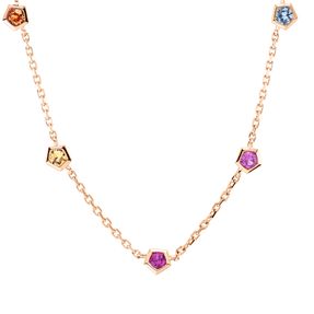 Collier aus 750 Gold Rotgold 9 Tsavorithe 0,68ct grün L:45,7cm