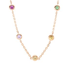 Collier aus 750 Gold Rotgold 11 Tsavorithe 0,84ct grün L:45,7cm