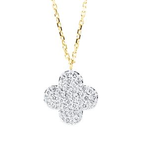 Collier Kleeblatt Blume aus 750 Gelbgold 35 Brillanten 0,43ct TW-SI L:45,7cm