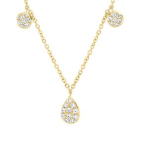 Collier Tropfen aus 750 Gold Gelbgold 39 Diamanten 0,33ct TW-SI L:45cm