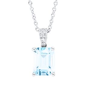 Collier aus 750 Weißgold Topas 2,03ct skyblue 8 Diamanten 0,03ct TW-SI L:45cm