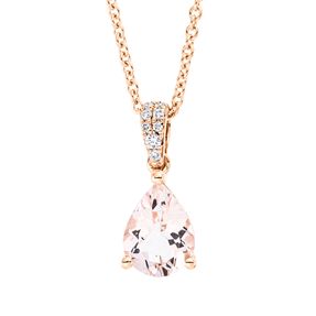 Collier Tropfen 750 Rotgold Morganit 0,91ct rosa 8 Diamanten 0,04ct TW-SI L:45cm