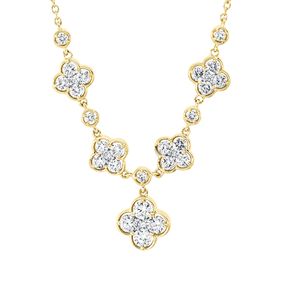 Collier aus 750 Gelbgold 30 Brillanten 0,97ct TW-SI L:45cm Fassung rhodiniert