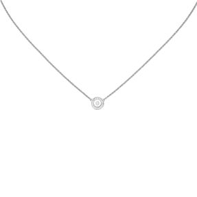 Collier Ankerkette mit Anhänger rund Ø 7,1mm 17 Zirkonia 925 Silber rhodiniert