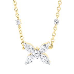 Collier Schmetterling aus 750 Gelbgold 11 Diamanten 0,45ct TW-SI L:45cm