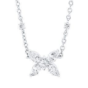 Collier Schmetterling aus 750 Weißgold 11 Diamanten 0,45ct TW-SI L:45cm