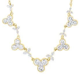 Collier aus 750 Gelbgold 38 Brillanten 0,91ct TW-SI L:45cm Fassung rhodiniert