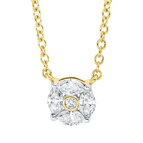 Collier aus 750 Gelbgold 5 Diamanten 0,26ct TW-SI L:45cm Fassung rhodiniert