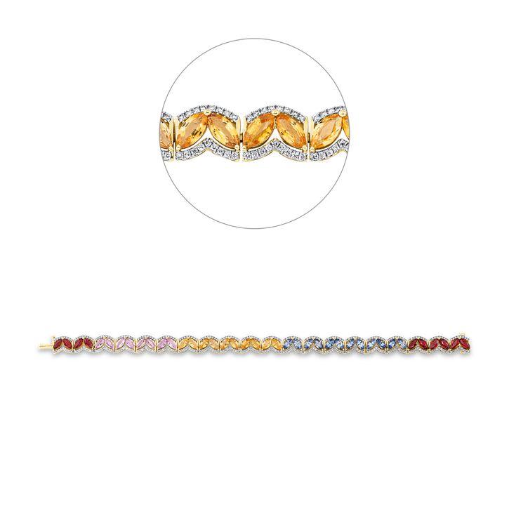 Armband aus 750 Gelbgold 40 Saphire 340 Brillanten 1.32ct