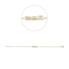 Armband aus 750 Gelbgold 3 Diamanten Smaragd-Schliff 0,44ct F-VSI/SI L:17,8cm