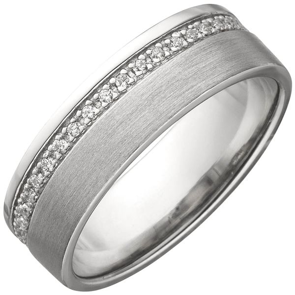 Ring mit Zirkonia rundum 925 Silber teilmatt