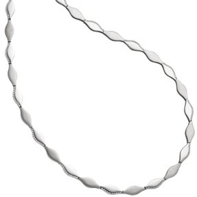 5,9mm Halskette Collier aus 925 Silber gewellt mit 154 weißen Zirkonia 45cm