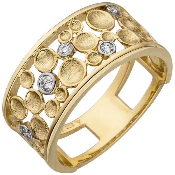 Breiter Ring mit 5 Brillanten 585 Gelbgold