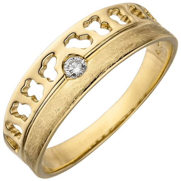 Ring mit Brillant 0,05Ct. 585 Gelbgold flach