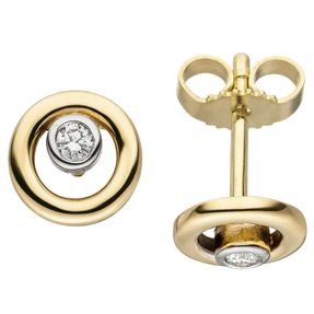 Ohrstecker Diamanten Brillanten 0,6Ct. 585 Gold Gelbgold Ø7,5mm Ohrringe rund