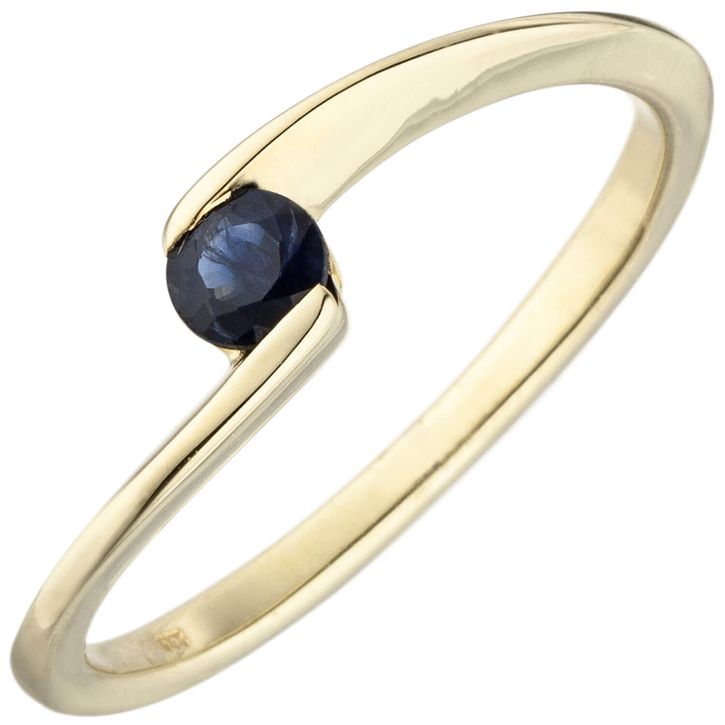 Ring aus 333 Gelbgold mit Saphir blau