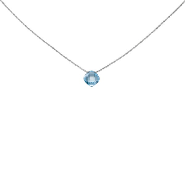 Collier aus 750 Weißgold mit Blautopas hellblau 45cm