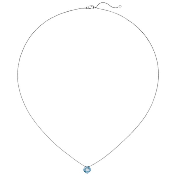Collier aus 750 Weißgold mit Blautopas hellblau 45cm