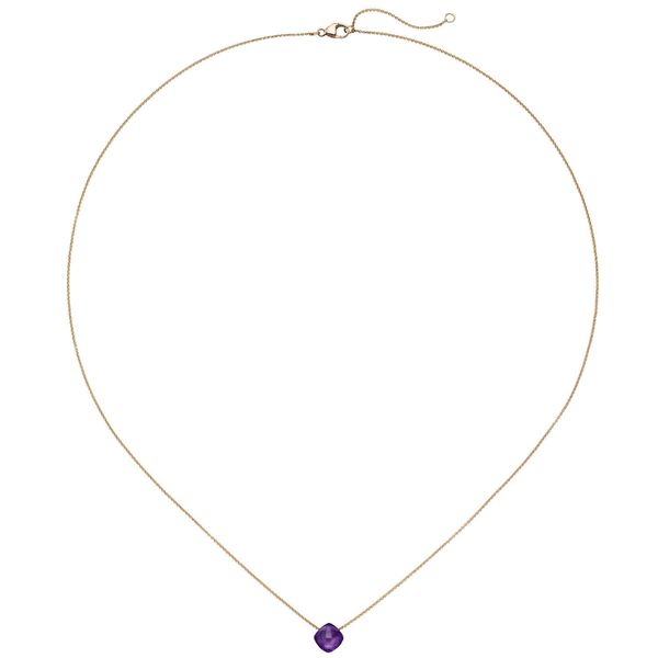 Collier aus 750 Rotgold mit Amethyst lila 45cm