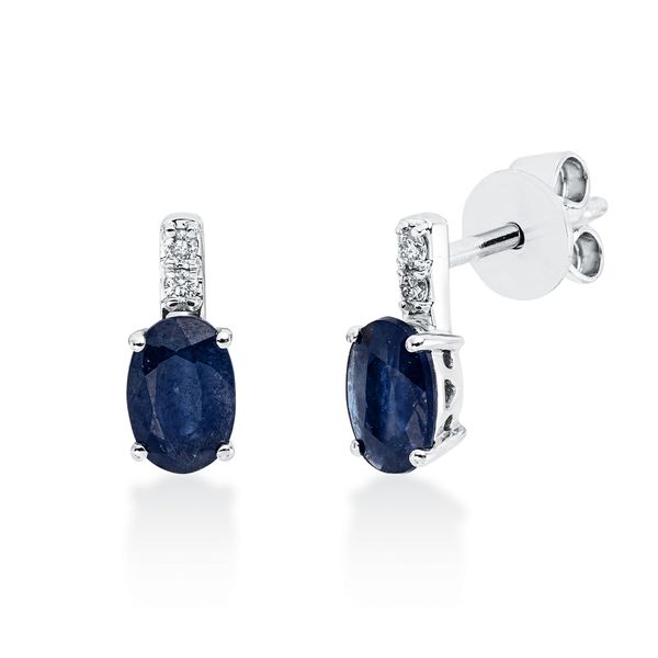Ohrstecker aus 750 Weißgold 2 Saphire 4 Brillanten 0.04ct