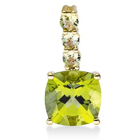 Anhänger aus 750 Gold Gelbgold 4 Peridote 3,8ct grün 20,1x9mm