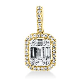 Anhänger aus 750 Gelbgold 44 Diamanten 0,31ct TW-SI 9,7x8mm Fassung rhodiniert