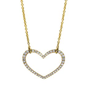 Collier Herz aus 750 Gold Gelbgold 44 Brillanten 0,29ct TW-SI L:44cm