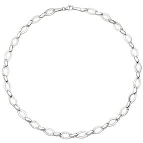 8mm Collier Halskette aus 925 Silber teilmatt mit 144 Zirkonia 45cm Halsschmuck