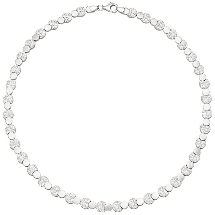 7.6mm Collier aus 925 Silber mattiert und gehämmert 45cm