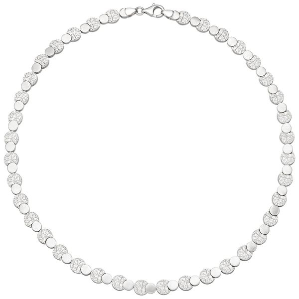 7.6mm Collier aus 925 Silber mattiert und gehämmert 45cm