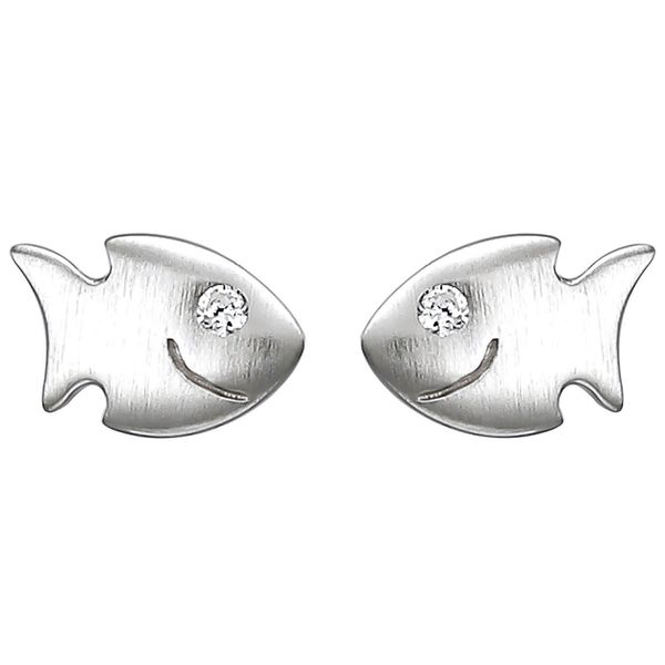 Kinder Ohrstecker Fische aus 925 Silber 2 Zirkonia